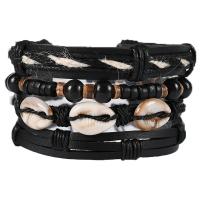 PU Leather Cord Bracelets, plated, fashion jewelry & multilayer & Unisex, 45mm 