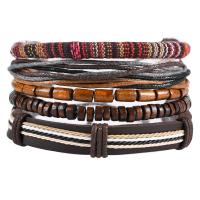 PU Leather Cord Bracelets, plated, fashion jewelry & multilayer & for man, 40mm 
