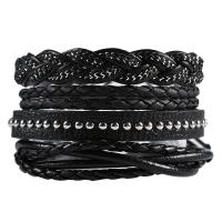 PU Leather Cord Bracelets, plated, fashion jewelry & multilayer & for man, 180mm 