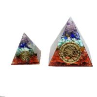 Resin Pyramid Decoration, with Natural Stone, Pyramidal, for home and office 