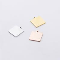Stainless Steel Tag Charm,  Square, plated, DIY 18mm 