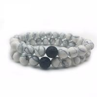 Gemstone Bracelets, Howlite, with Abrazine Stone & Lava, fashion jewelry Approx 6.2 Inch 