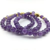 Bracelets quartz, améthyste, avec alliage de zinc, bijoux de mode & pour femme, violet Environ 6.2 pouce, Vendu par brin