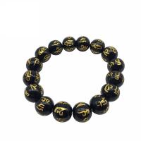 Noir Bracelet Pierre, pierre noire, bijoux de mode & normes différentes pour le choix, noire, 155mm Environ 6.2 pouce, Vendu par brin