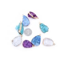 Ice Quartz Agate Pendants, with Zinc Alloy, fashion jewelry & DIY 