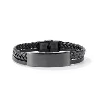 PU Leather Cord Bracelets, Stainless Steel, with PU Leather, fashion jewelry & for man .46 Inch 