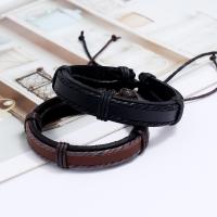 PU Leather Cord Bracelets, with Wax Cord, fashion jewelry & Unisex 17-18cmuff0c1.2cm 