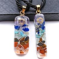 Mixed Gemstone Pendants, Resin, with Natural Stone, fashion jewelry & DIY, multi-colored 