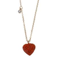 Stainless Steel Jewelry Necklace, Heart, fashion jewelry & for woman & with rhinestone 1.5mm Inch, 2 Inch 