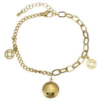 Stainless Steel Charm Bracelet, fashion jewelry & for woman, gold 3mm .5 , 1.5 
