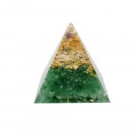 Gemstone Decoration, Natural Stone, with Resin, Pyramidal, epoxy gel green 