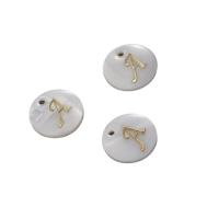 White Shell Pendants, Pearl Shell, Round, gold color plated, DIY 