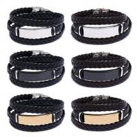 Wrap Bracelets, PU Leather, with Silicone & Stainless Steel, Adjustable & fashion jewelry & Unisex 