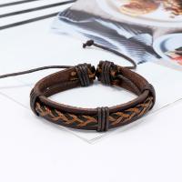 PU Leather Cord Bracelets, with Knot Cord & Wax Cord, Adjustable & fashion jewelry & Unisex, brown, 17-18cmuff0c1.2cm 