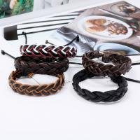 PU Leather Cord Bracelets, with Wax Cord, Adjustable & fashion jewelry & Unisex 17-18cmuff0c1.2cm 