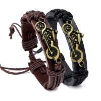 PU Leather Cord Bracelets, Zinc Alloy, with PU Leather, Adjustable & fashion jewelry & handmade & Unisex 