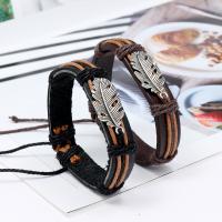 PU Leather Cord Bracelets, Zinc Alloy, with PU Leather & Wax Cord, fashion jewelry & handmade & Unisex 