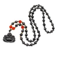 Magnetische Halskette, Magnetische Hämatit, Buddha, 30x32x7mm, Länge:ca. 36 cm, verkauft von Strang