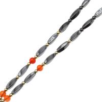 Magnetische Halskette, Magnetische Hämatit, Unregelmäßige, 30x30x4mm, Länge:36 cm, verkauft von Strang
