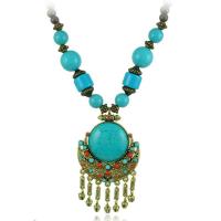 Zinc Alloy Sweater Chain Necklace, with Wood & Acrylic, folk style & for woman Approx 23.62 