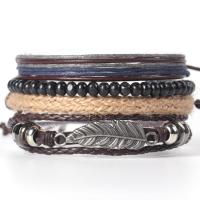 Wrap Bracelets, PU Leather, with Zinc Alloy, fashion jewelry & multilayer & Unisex, 50mm 