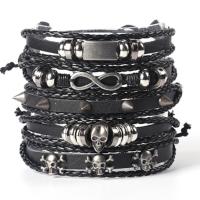Wrap Bracelets, Zinc Alloy, with PU Leather, Adjustable & fashion jewelry & multilayer & for man, 80mm 