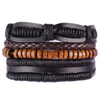 Wrap Bracelets, PU Leather, with Zinc Alloy, Adjustable & fashion jewelry & multilayer & for man, 6CM,17-18CM,8-9CM 