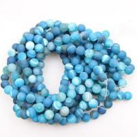 Natürliche Streifen Achat Perlen, rund, DIY & verschiedene Größen vorhanden & satiniert, blau, verkauft von Strang