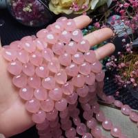 Natürliche Rosenquarz Perlen, Herz, poliert, Länge:ca. 39 cm, verkauft von Strang