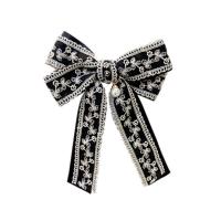 Cloth Bowkont Hair Clip, with Zinc Alloy, Bowknot, for woman & with rhinestone 