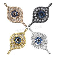 Cubic Zirconia Micro Pave Brass Connector, Horse Eye, plated, micro pave cubic zirconia & 1/1 loop Approx 1mm 