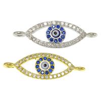 Cubic Zirconia Micro Pave Brass Connector, Evil Eye, plated, Islamic jewelry & micro pave cubic zirconia & epoxy gel & 1/1 loop Approx 1.2mm 