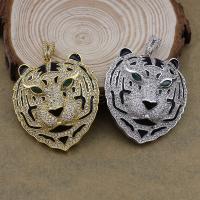 Cubic Zirconia Micro Pave Brass Pendant, Tiger, plated, evil eye pattern & micro pave cubic zirconia & enamel Approx 