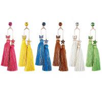 Fashion Tassel Earring, Zinc Alloy, with Cotton Thread, plated, fashion jewelry & for woman & with rhinestone 