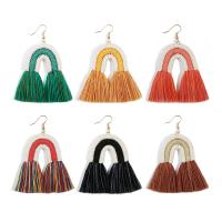 Fashion Tassel Earring, Zinc Alloy, with Cotton Thread, plated, fashion jewelry & handmade & for woman 