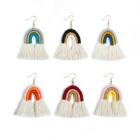 Fashion Tassel Earring, Zinc Alloy, with Cotton Thread, plated, fashion jewelry & handmade & for woman 74mm 