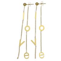 Edelstahl Tropfen Ohrring, Modeschmuck & für Frau, Goldfarbe, 85mm,7x10.5mm, verkauft von Paar