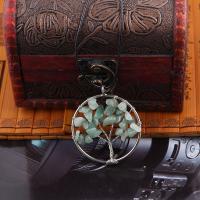 Gemstone Zinc Alloy Pendants, Natural Stone, with Zinc Alloy, Round, silver color plated, DIY 48mm 