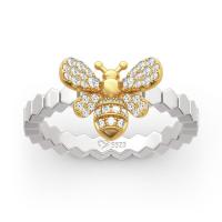 Rhinestone Zinc Alloy Finger Ring, Bee, plated, fashion jewelry & for woman & with rhinestone, 6-10 