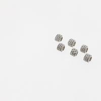 Stainless Steel Large Hole Beads, Round, silver color plated, micro pave cubic zirconia Approx 5mm, Approx 