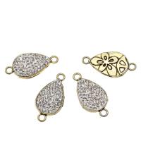 Stainless Steel Charm Connector, Teardrop, plated, micro pave cubic zirconia 