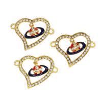 Stainless Steel Charm Connector, Heart, gold color plated, micro pave cubic zirconia Approx 