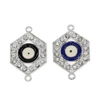 Stainless Steel Charm Connector, Zinc Alloy, Hexagon, silver color plated, micro pave cubic zirconia Approx 