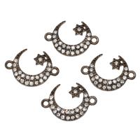 Zinc Alloy Charm Connector, Moon, plated, micro pave cubic zirconia, nickel, lead & cadmium free Approx 