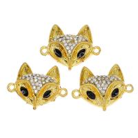 Zinc Alloy Charm Connector, Fox, gold color plated, micro pave cubic zirconia, nickel, lead & cadmium free Approx 