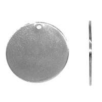 Stainless Steel Tag Charm, Round, silver color plated Approx 