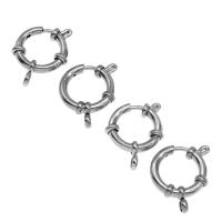 Stainless Steel Spring Ring Clasp, Donut, silver color plated Approx 