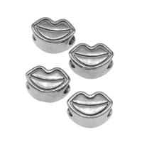 Stainless Steel Large Hole Beads, Lip, silver color plated Approx 