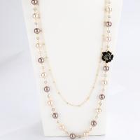 Zinc Alloy Sweater Chain Necklace, with pearl, plated 980mm 