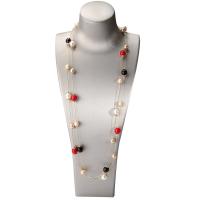 Fashion Multi Layer Necklace, Zinc Alloy, with pearl, plated, multi-colored, 1650mm 